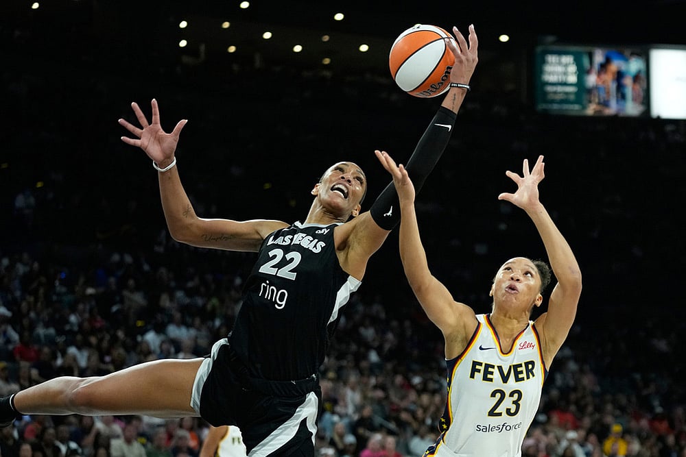 WNBA basketball playoff semifinals series game 2 Las Vegas Aces vs Indiana Fever_Aja Wilson 