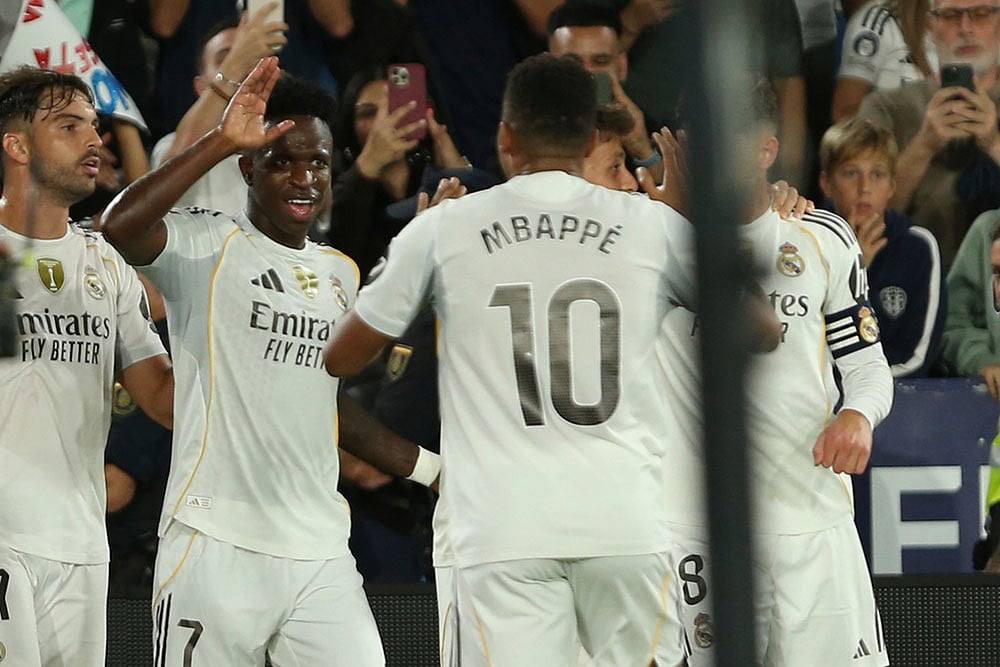 Spain soccer La Liga 2025-26 Levante UD Vs Real Madrid match pics_Vinicius Junior