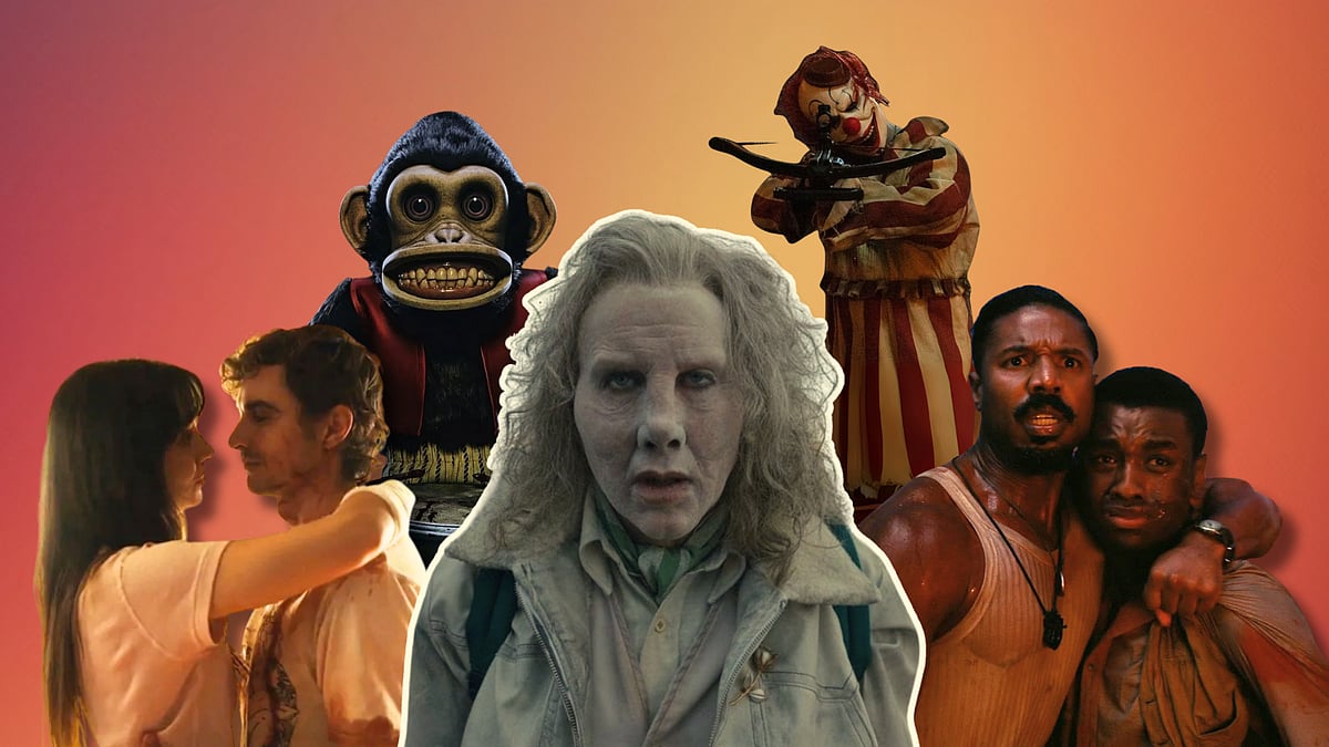 IMDB : Snippets from (L-R) : Together (2025), The Monkey (2025), Longlegs (2024), Clown In A Cornfield (2025) and Sinners (2025)