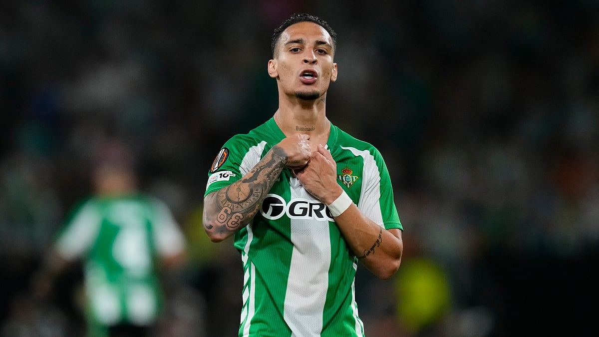 Real Betis' Antony celebrates after scoring against Nottingham Forest in the UEFA Europa League 2025-26.