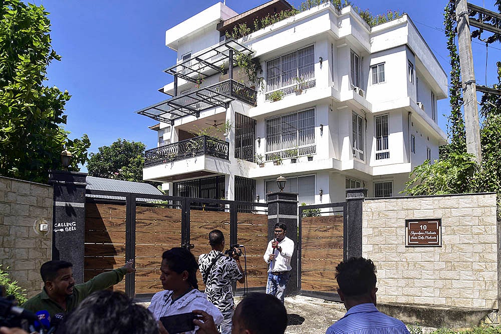 Media at Shyamkanu Mahantas residence in Assam