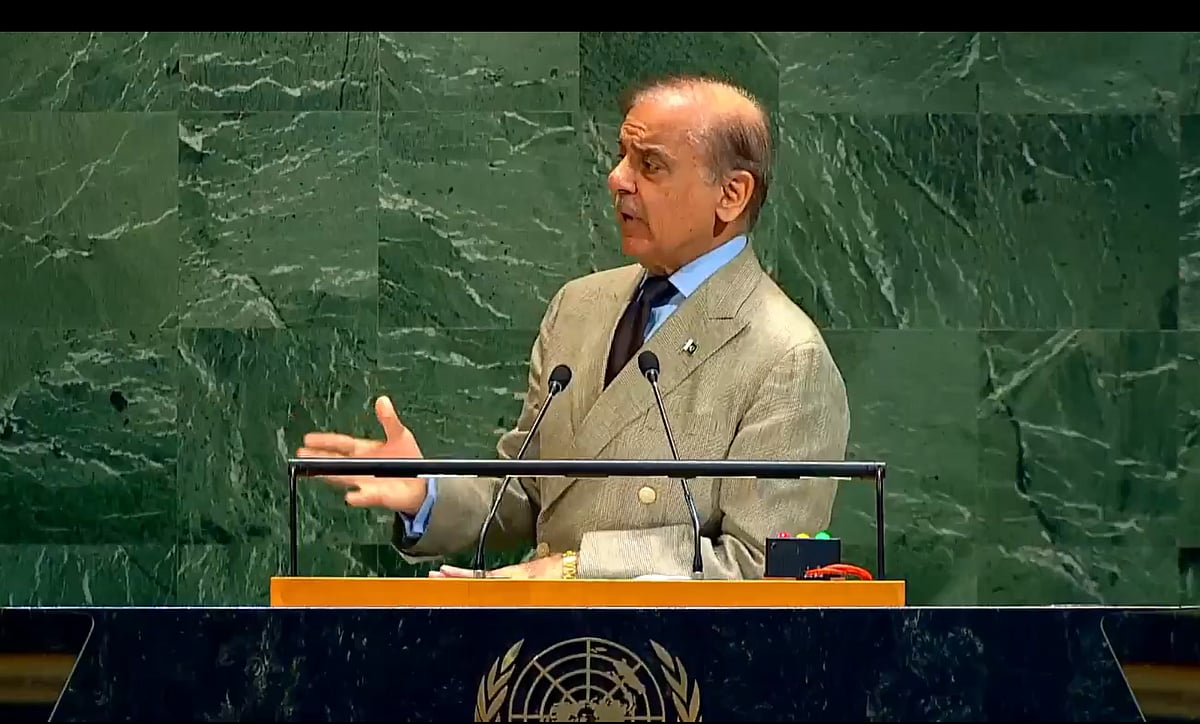 Turning to climate change, Sharif recounted the devastation of Pakistan’s 2022 floods, which caused an estimated $34 billion in losses, and warned that the country was once again facing disaster this year. - Screengrab