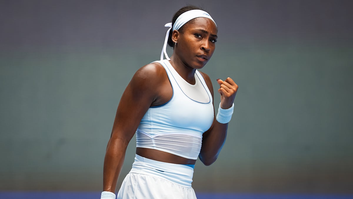 Coco Gauff pictured during her win on Friday