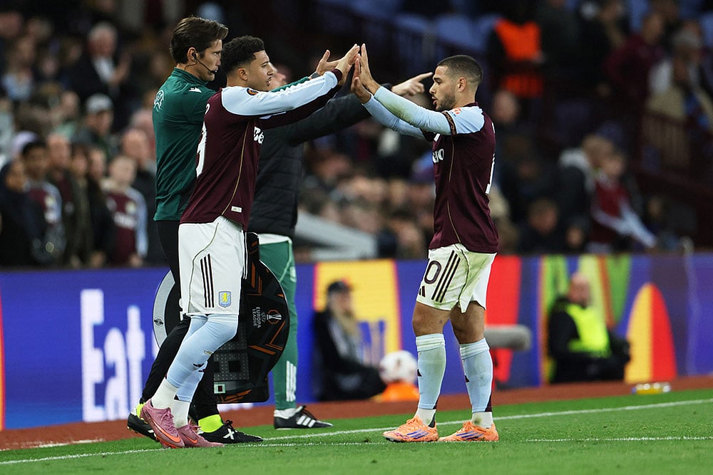 UEFA Europa League soccer Aston Villa vs Bologna_Jadon Sancho