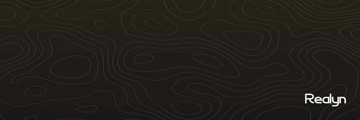 A dark graphic with faint, contour-like lines and the word Realyn in the bottom right corner