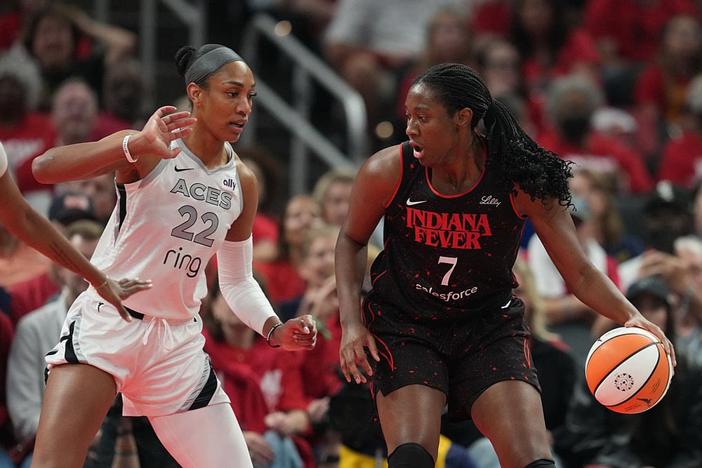 WNBA basketball playoff semifinals series game 3 Las Vegas Aces vs Indiana Fever_Aja Wilson 