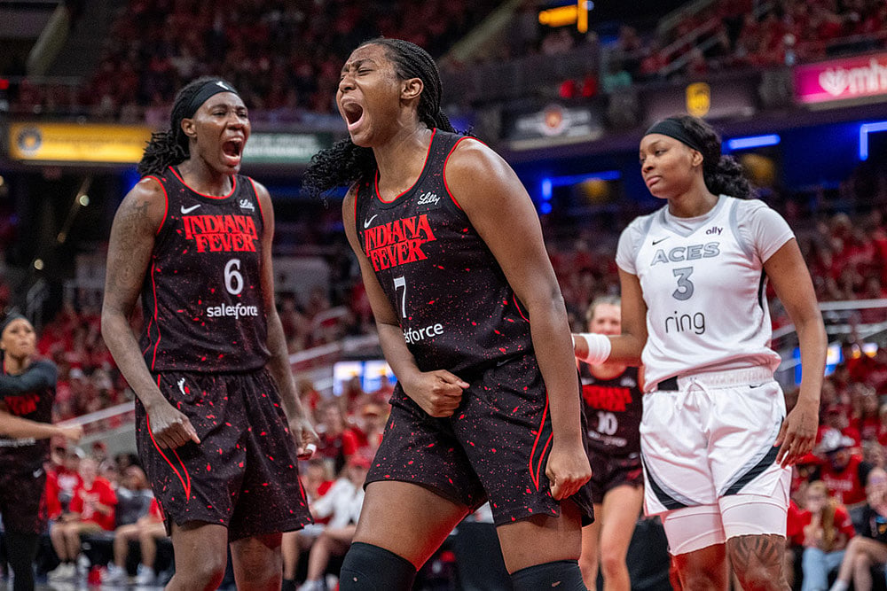 WNBA Basketball Playoffs game Phoenix Indiana Fever vs Las Vegas Aces _Aliyah Boston 