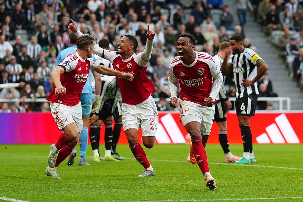 Britain soccer Premier League 2025-26 football match Newcastle United vs Arsenal_Gabriel