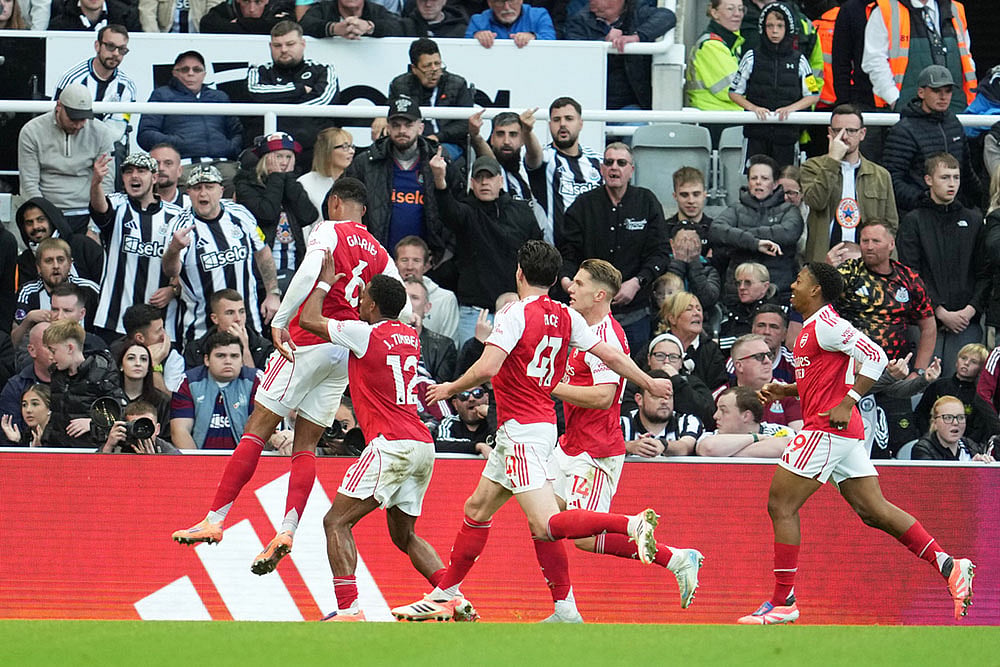 Britain soccer Premier League 2025-26 football match Newcastle United vs Arsenal_Gabriel
