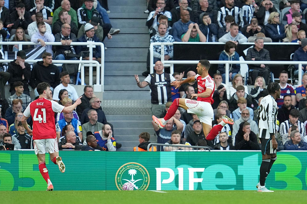 Britain soccer Premier League 2025-26 football match Newcastle United vs Arsenal_Mikel Merino 