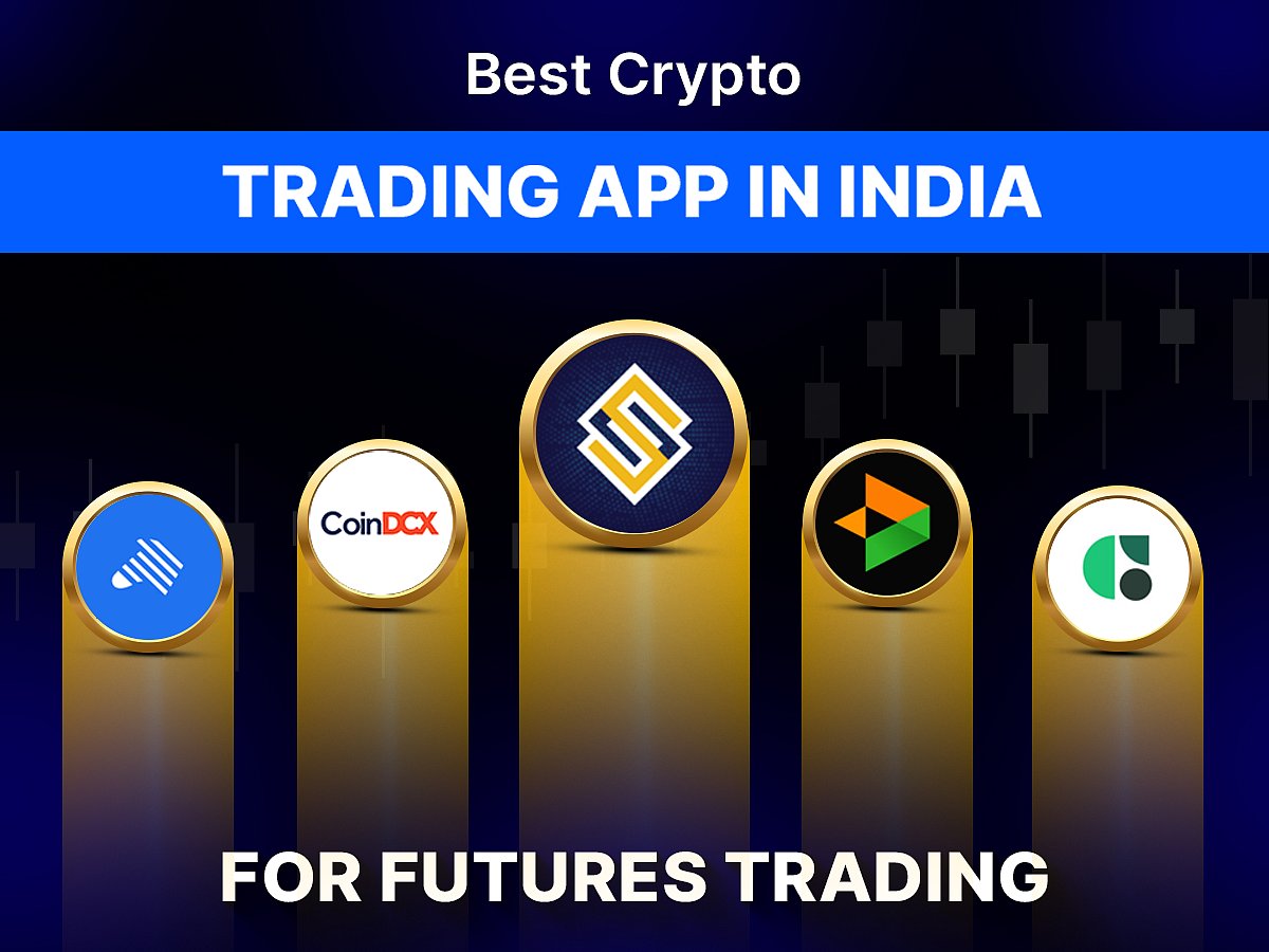Best Crypto Trading App In India with logos of CoinDCX and other platforms.