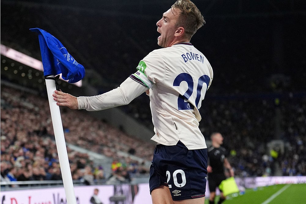 Britain soccer Premier League 2025-26 EPL match Everton vs West Ham United_Jarrod Bowen