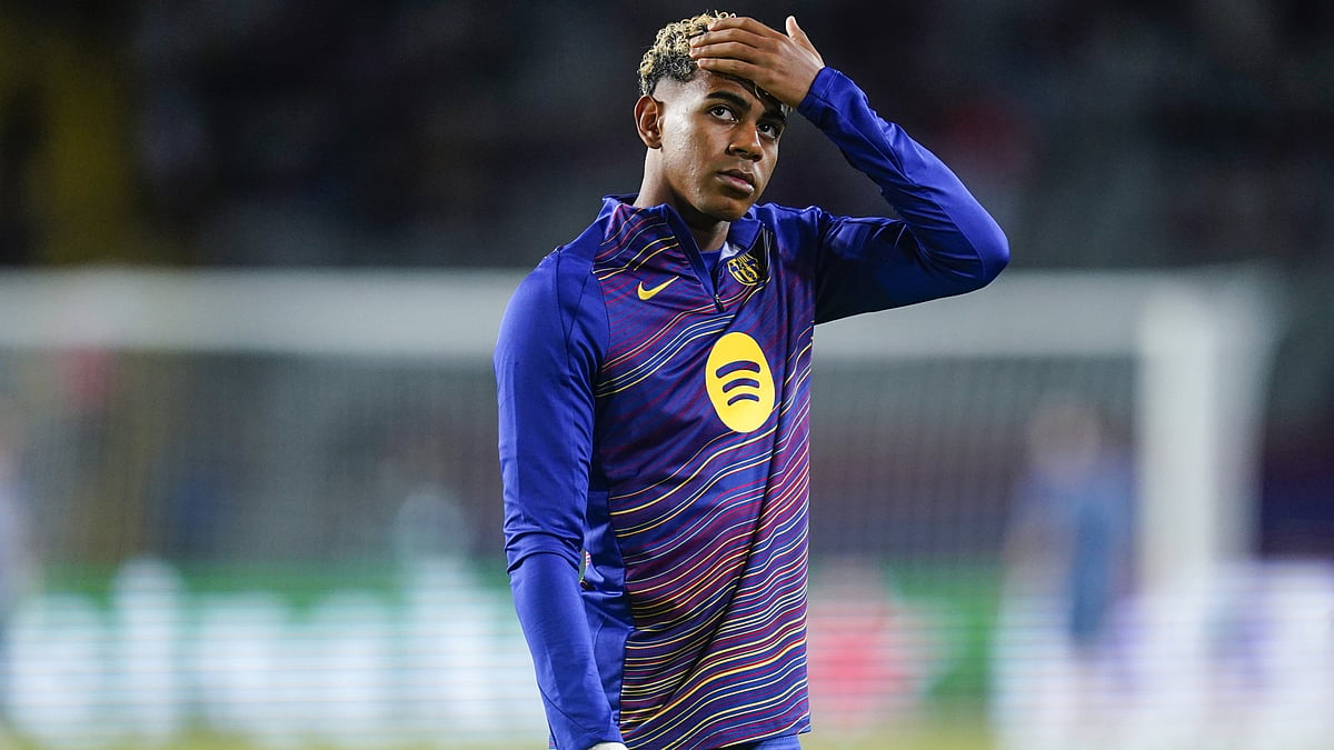 File : File photo of Lamine Yamal in action for FC Barcelona.