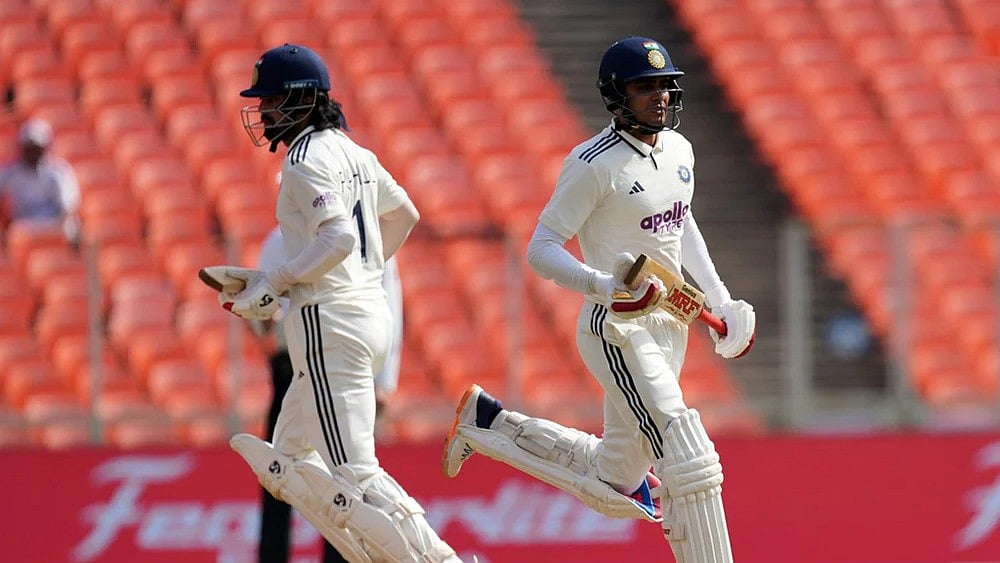 | Photo: AP/Ajit Solanki : India Vs West Indies, 1st Test Day 2: Shubman Gill, KL Rahul in action.
