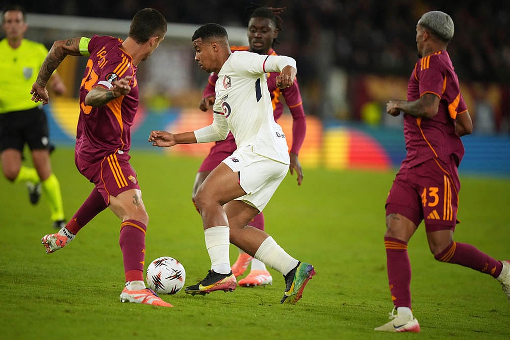 UEFA Europa League soccer match AS Roma vs Lille_Hamza Igamane
