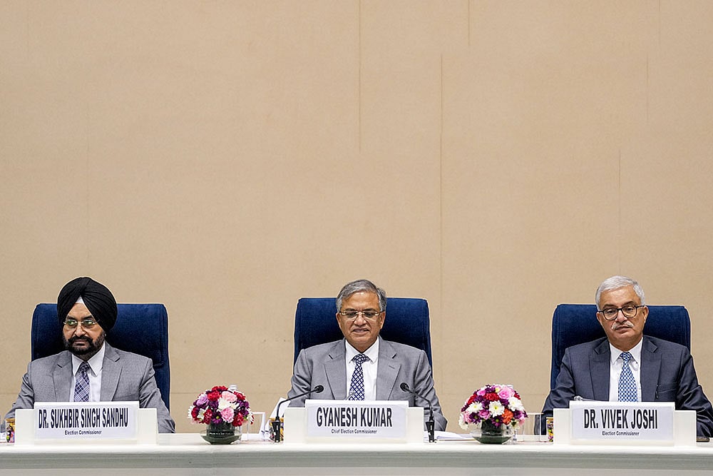 | Photo: PTI/Ravi Choudhary : Election Commission press conference