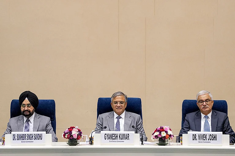 In outlining the next phase, the Commission said states such as Tamil Nadu, West Bengal, Kerala, Assam and the UT of Puducherry are among those where SIR will be carried out in the coming months.
- | Photo: PTI/Ravi Choudhary