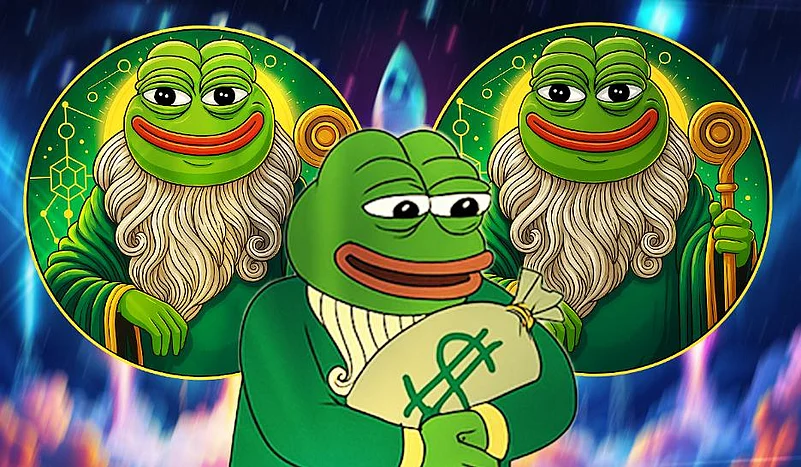 Pepe the frog art, representing crypto and NFTs