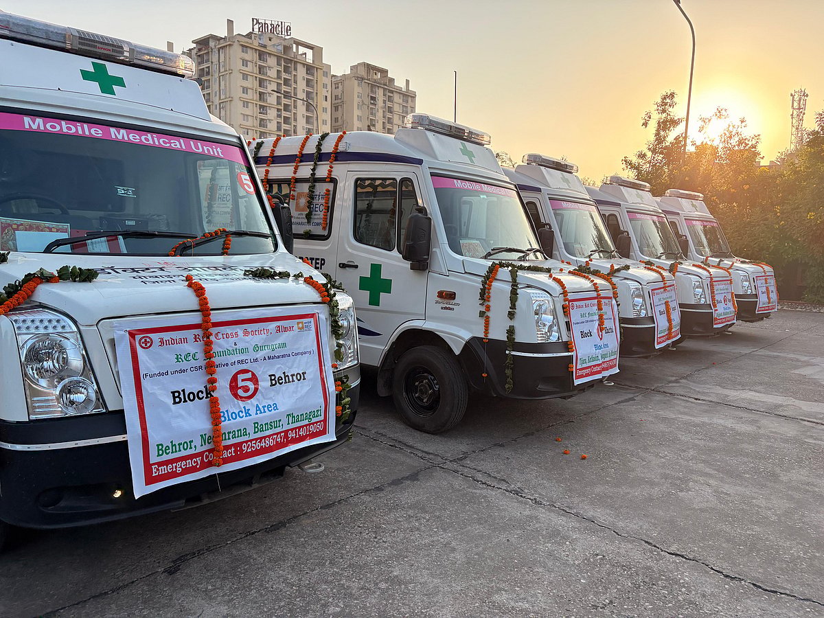 Mobile Medical Units lined up next to each other