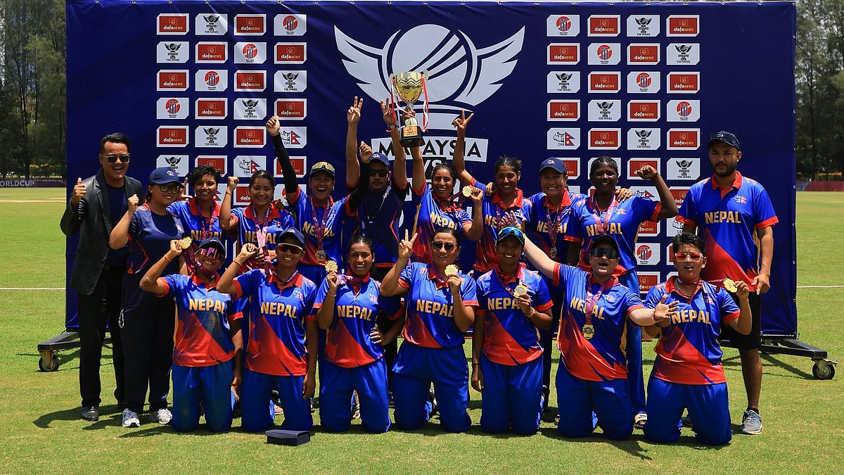 X/CricketNep : Nepal women's cricket team celebrates after winning the T20I series against Malaysia. 