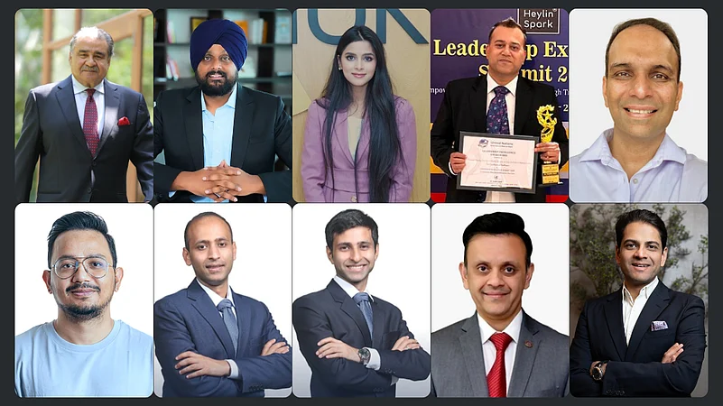 A collage of 10 Entrepreneurs in professional attire