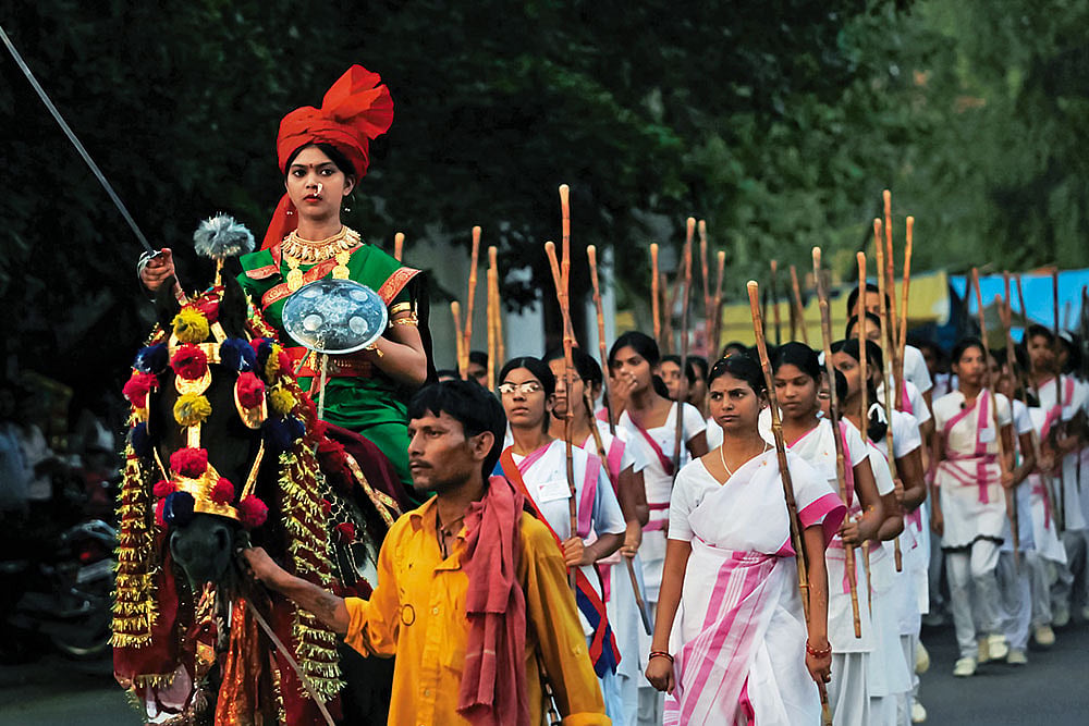 File photo : The Grand March: The members of the Rashtra Sevika Samiti participate in a procession in 
Allahabad in 2010 