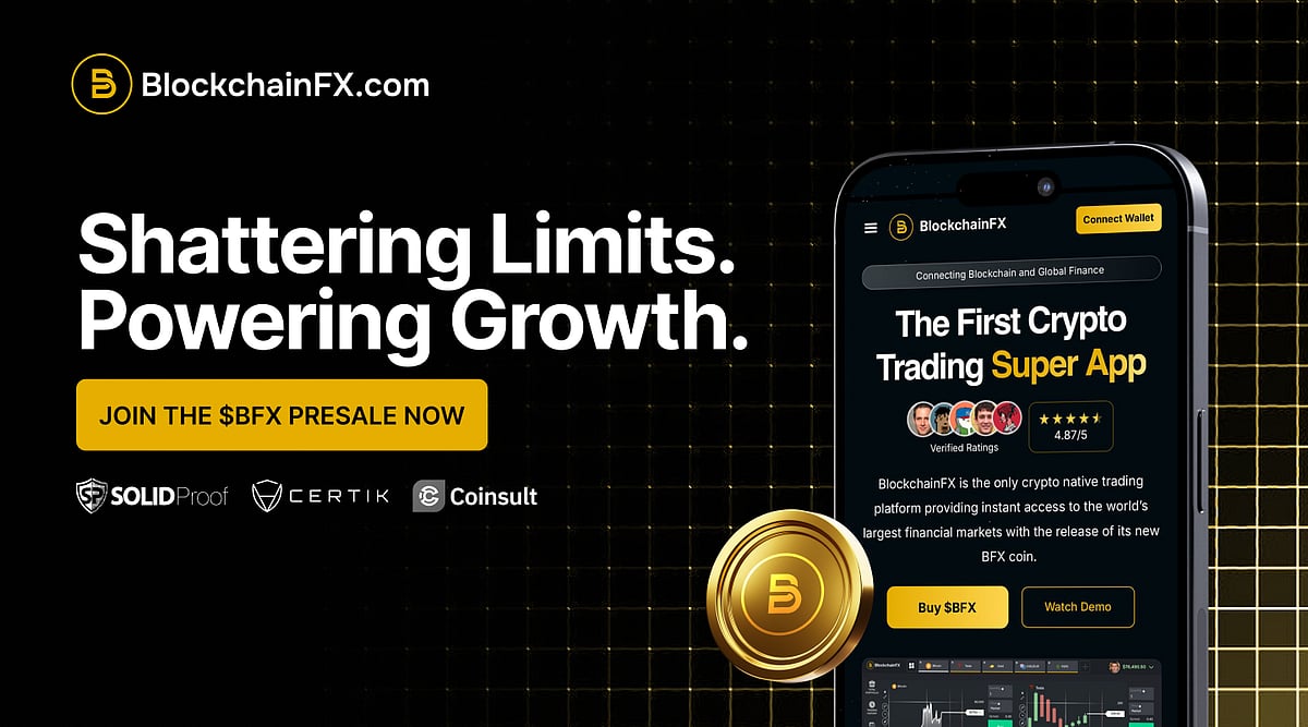 BlockchainFX app, promoting its crypto trading platform and BFX token presale