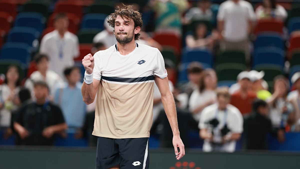 Valentin Vacherot celerbates quarter-final win 