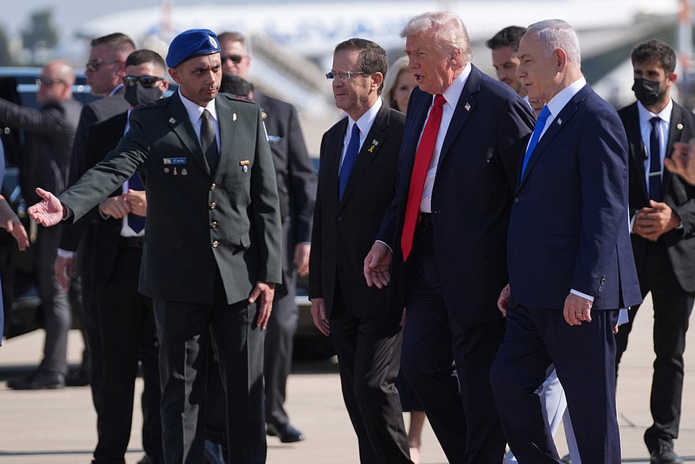 Israel Hamas Gaza war- Hostage release _US President Donald Trump in Israel