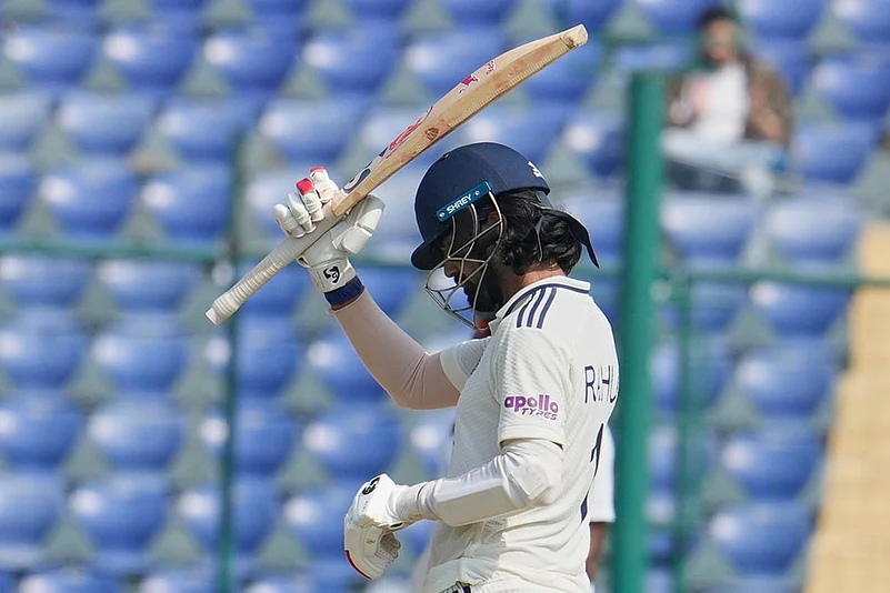 West indies tour of India, 2nd test cricket day 5 photo highlights_KL Rahul celebrates fifty runs