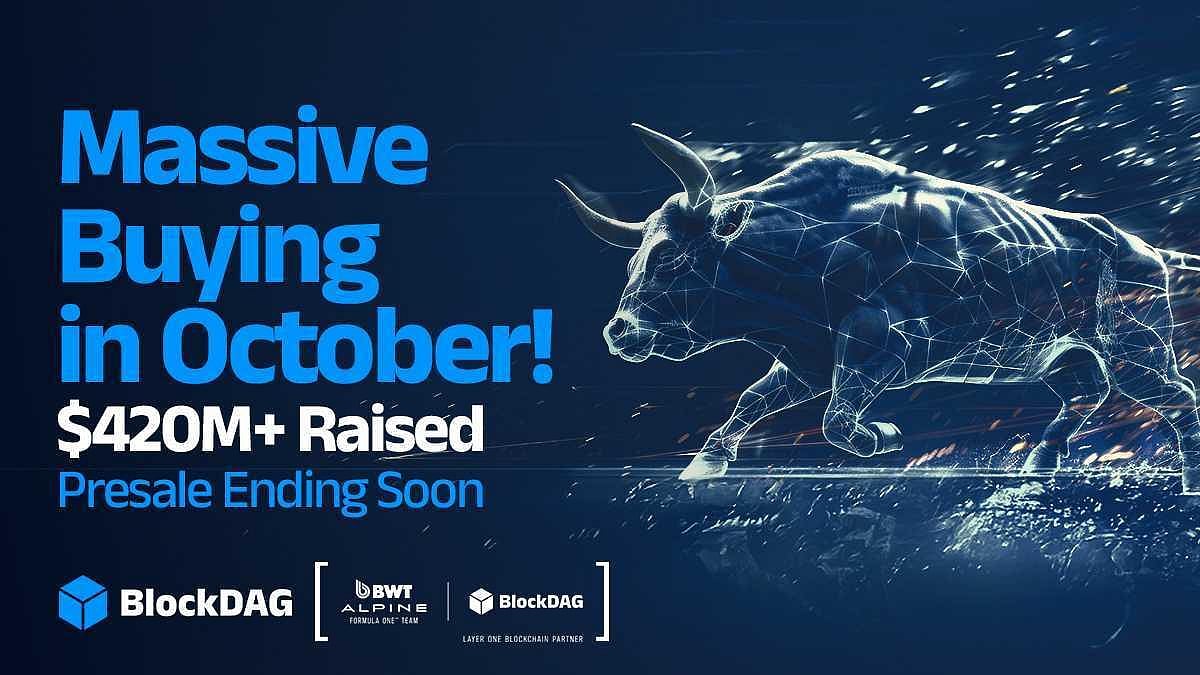 BlockDAG promo with bull symbol and presale text