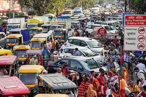 Traffic amid festivities