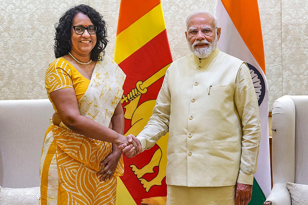 | Photo: Handout via PTI  : PM Modi meets his Sri Lankan Counterpart