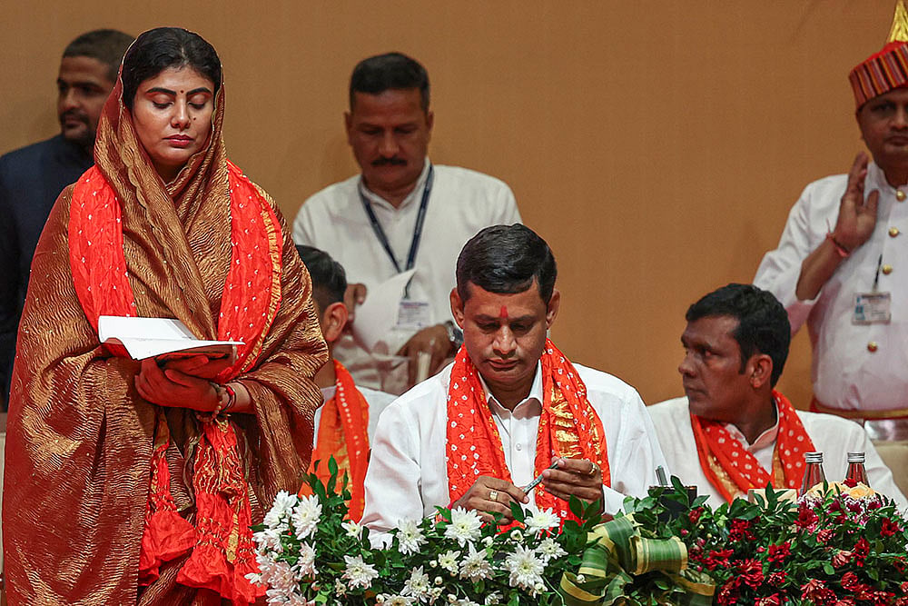 Swearing-in ceremony of Gujarats new cabinet - Rivaba Jadeja, wife of cricketer Ravindra Jadeja