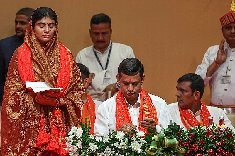 Swearing-in ceremony of Gujarats new cabinet - Rivaba Jadeja, wife of cricketer Ravindra Jadeja