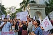 | Photo: Sandipan Chatterjee  : Fair Ask: Students protest in front of the main gate of the Presidency University in Kolkata, demanding a legitimate union and students elections