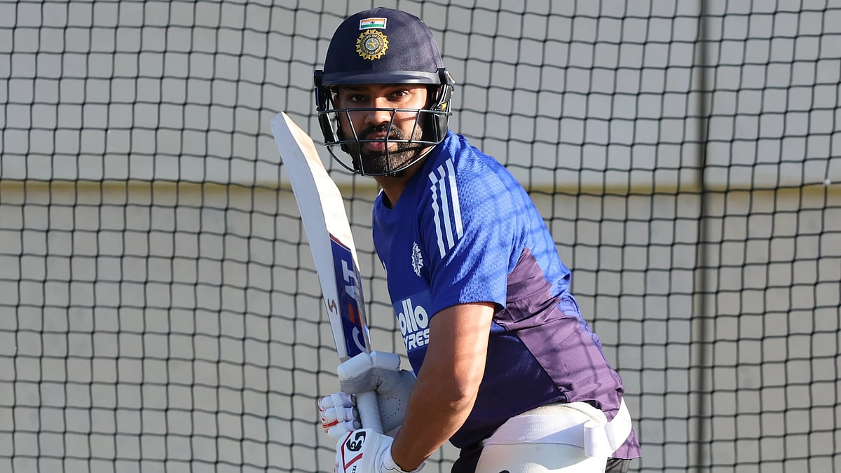 X/ BCCI : Rohit Sharma during net practice ahead of India vs Australia 1st ODI in Perth