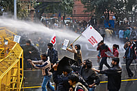 When Students Protests Are Criminalised | Photo: IMAGO : Student Activism: Police use water canons on students during a protest to demand the resignation of the Hyderabad University vice-chancellor over the suicide of Dalit scholar Rohith Vemula on January 18, 2016, in New Delhi.