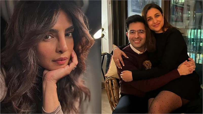 Priyanka Chopra, Parineeti Chopra and Raghav Chadha