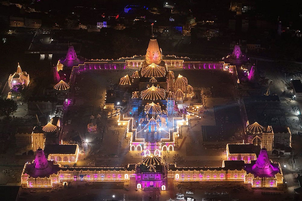 Ram Temple illuminated on Diwali