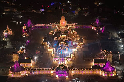 Ram Temple illuminated on Diwali