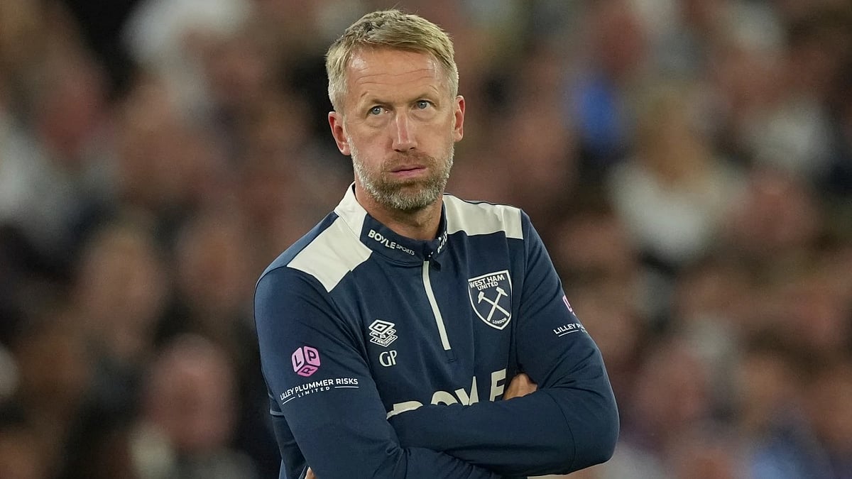 | Photo: AP/Dave Shopland : File photo of West Ham's head coach Graham Potter reacting during the English Premier League football match against Chelsea in London, Friday, August 22, 2025.