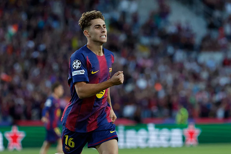 Spain soccer UEFA Champions League 2025-26 Barcelona Vs Olympiacos_Fermin Lopez
