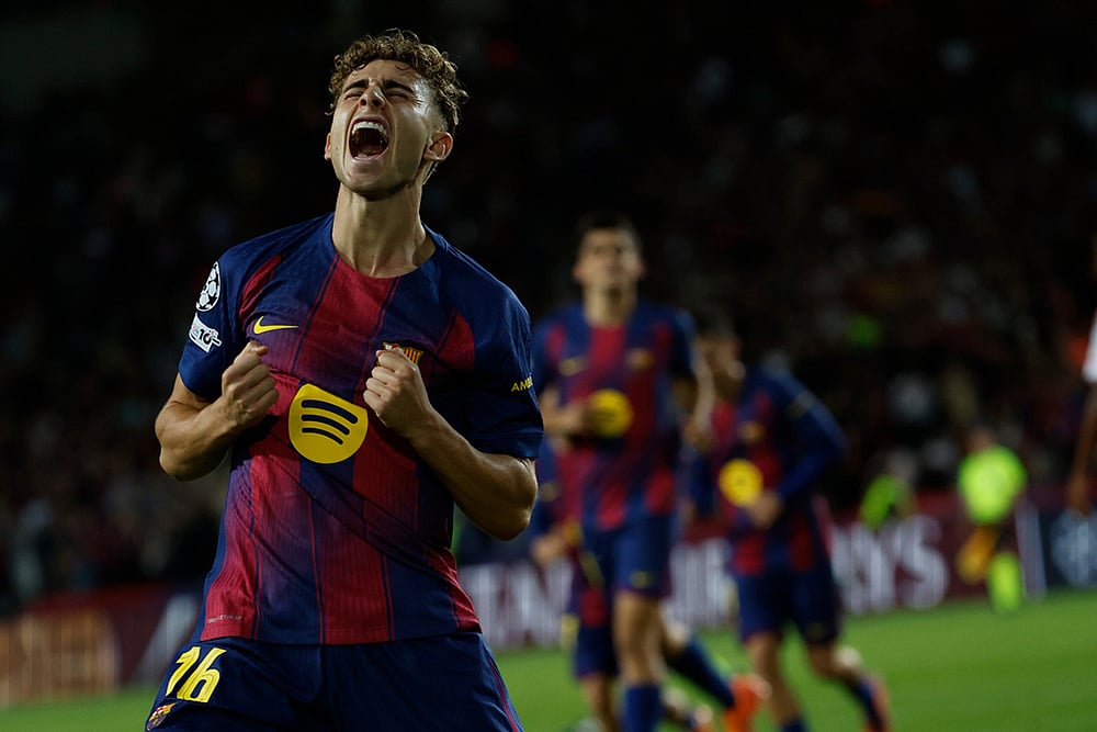 Spain soccer UEFA Champions League 2025-26 Barcelona Vs Olympiacos_Fermin Lopez