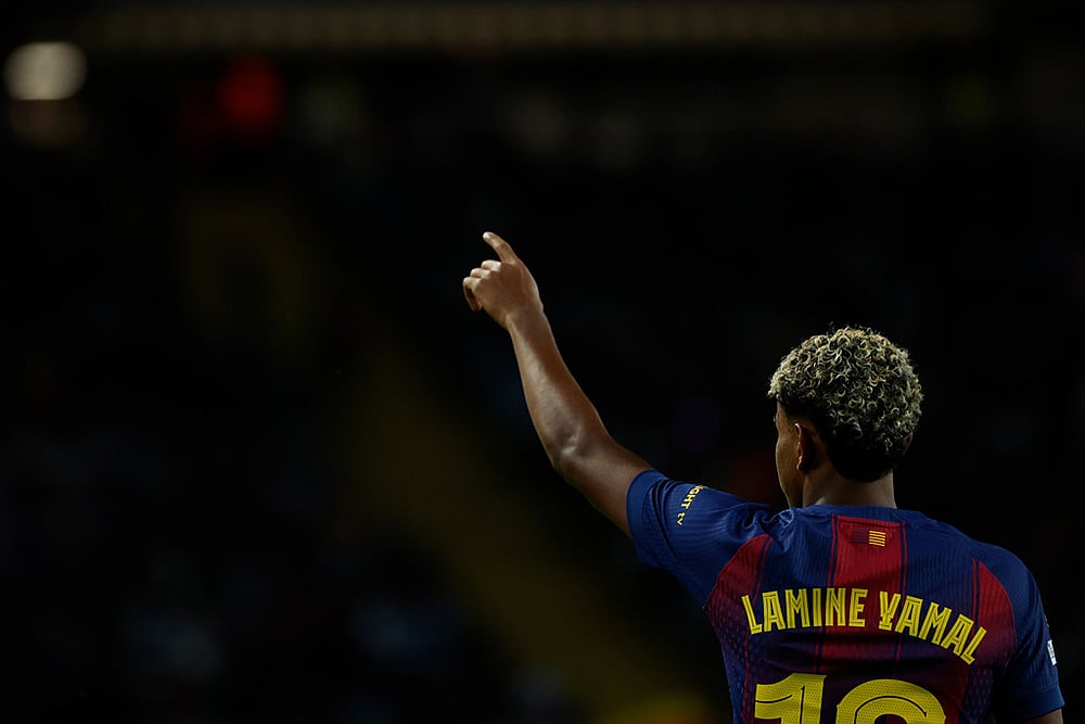 Spain soccer UEFA Champions League 2025-26 Barcelona Vs Olympiacos_Lamine Yamal 