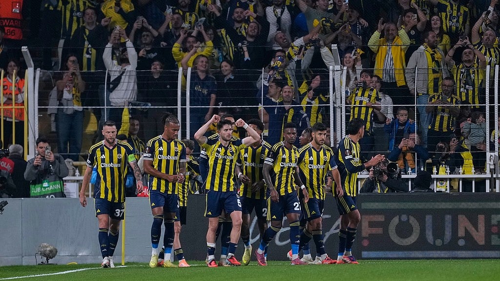 Photo: AP : Fenerbahce Vs VfB Stuttgart Highlights, UEFA Europa League: Fenerbahce's players celebrate after teammate Kerem Akturkoglu scored the opening goal in Istanbul.