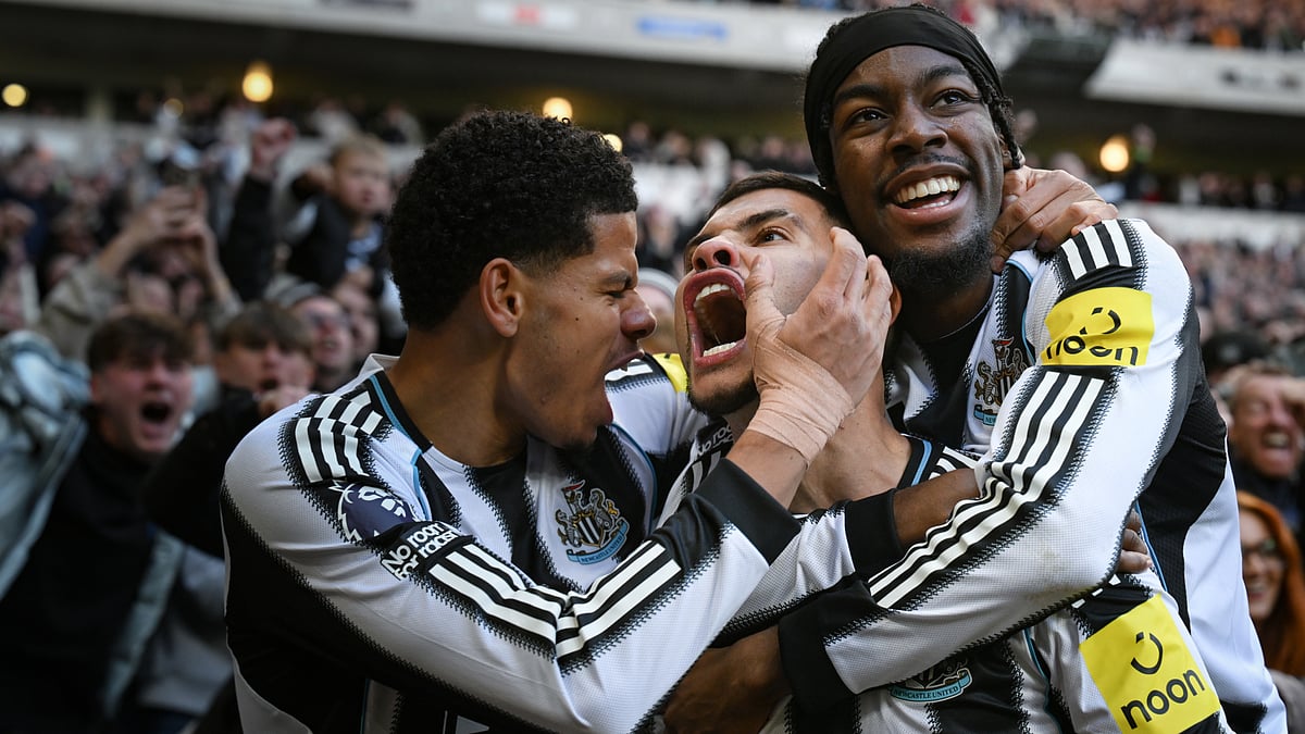 Bruno Guimaraes celebrates his dramatic winning goal
