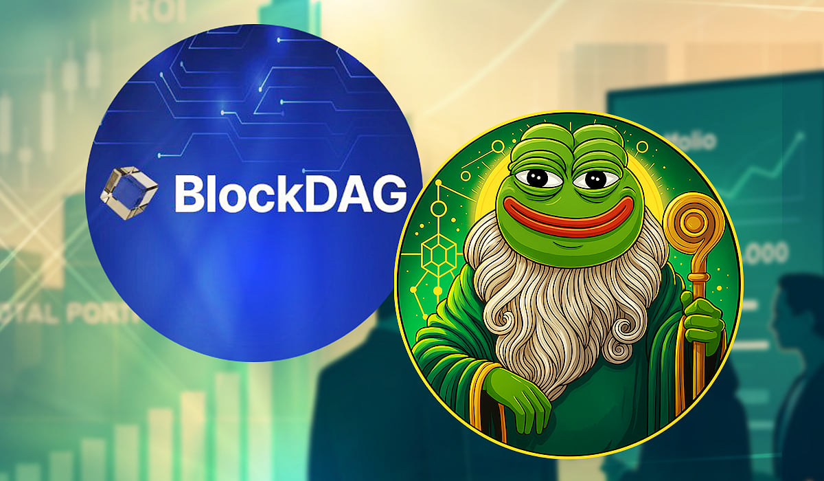 Two logos side-by-side: BlockDAG and Pepeto .