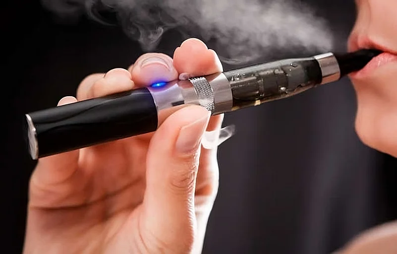 A man smoking e-cigarette