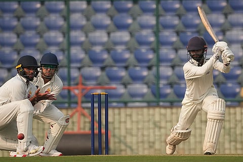 Himachal Pradesh’s Sidhant Purohit plays a shot on day two of a Ranji Trophy cricket match between Delhi and Himachal Pradesh, at Arun Jaitley Stadium, in New Delhi.